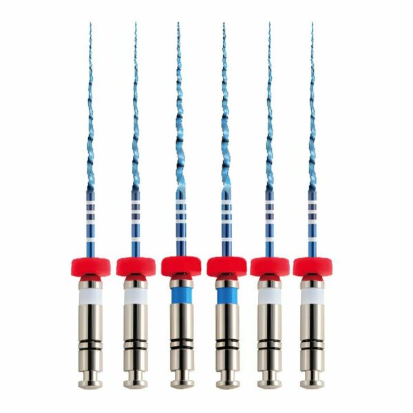 Файлы машинные Eurofile UltraFiles Blue Heat Activation, для искривленных каналов, 25 мм, набор №45-90/.04, никель-титан, 6 шт - фото 0