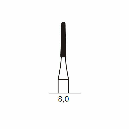 Финишный твердосплавный бор CF 375 R, конус закругленный, D=1.4 мм, L=8.0 мм, FG, синий - фото 1