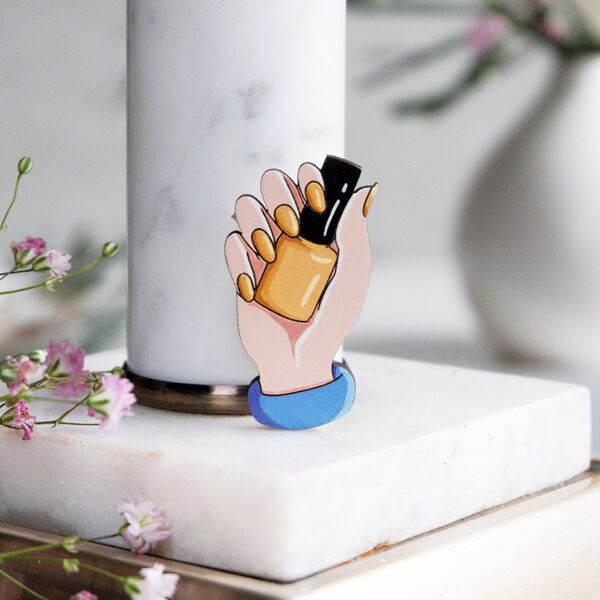 Значок "Маникюр лак", желтый - фото 1