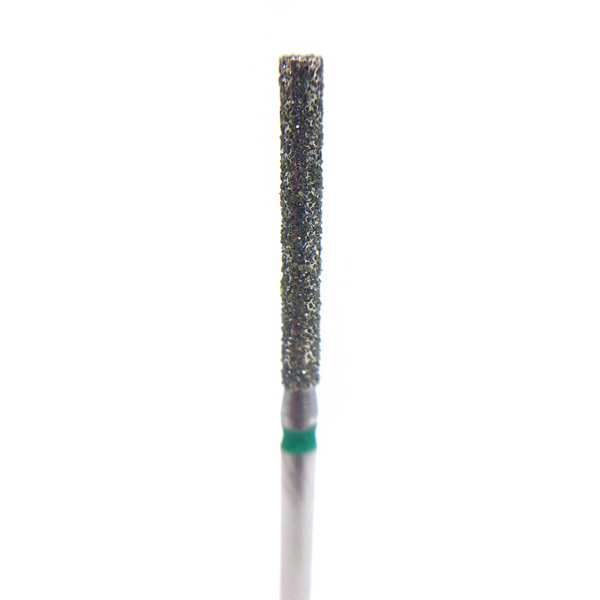 Бор алмазный 891G, цилиндр плоский, D=1.4 мм, L=12.0 мм, FG, зеленый, 5 шт - фото 0
