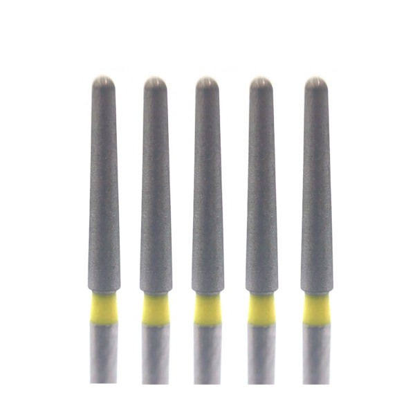 Бор алмазный Ecoline E 850 EF, конус закругленный, D=1.6 мм, FG, желтый, 5 шт - фото 0