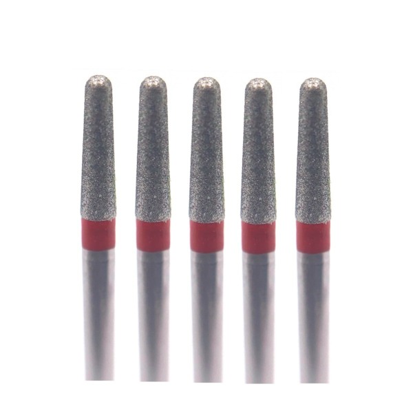 Бор алмазный Ecoline E 855, конус закругленный, D=1.6 мм, FG, красный, 5 шт - фото 0