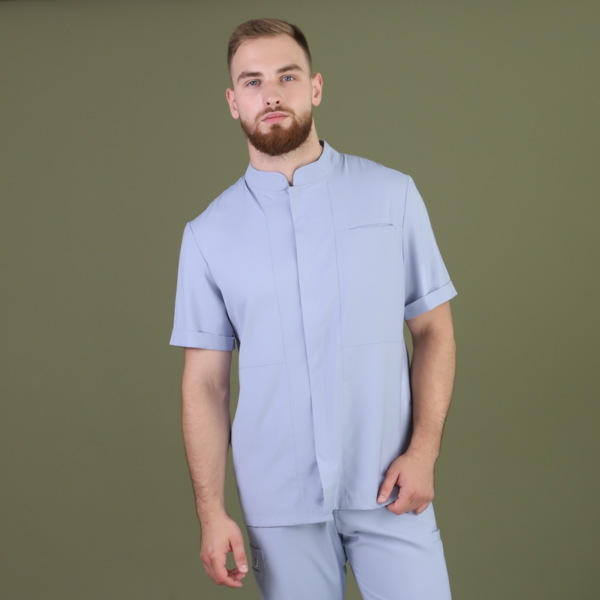 Рубашка мужская на молнии Тезис TZ700, серый, 48 - фото 0