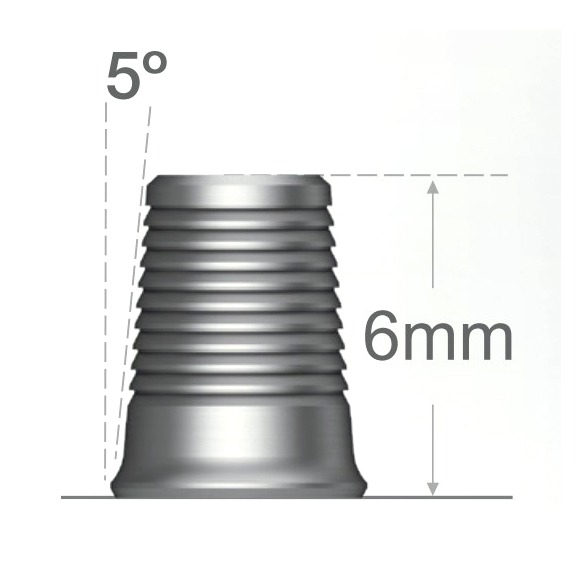 Титановое основание OSSTEM TS Multi, не 6-гранник, угол 5°, H=6.0 мм, с титановым винтом - фото 1