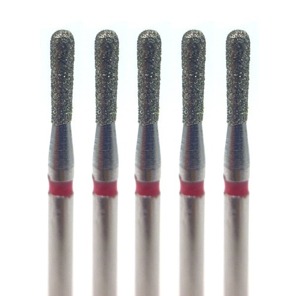 Бор алмазный 808R, груша, D=1.4 мм, L=5.0 мм, FG, красный, 5 шт - фото 0