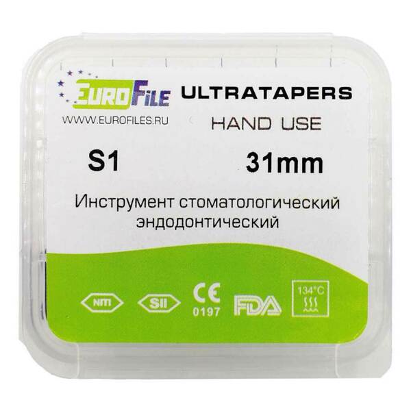 Файлы ручные Eurofile Ultratapers, для обработки корневого канала, 31 мм, №S1, никель-титан, 6 шт - фото 2
