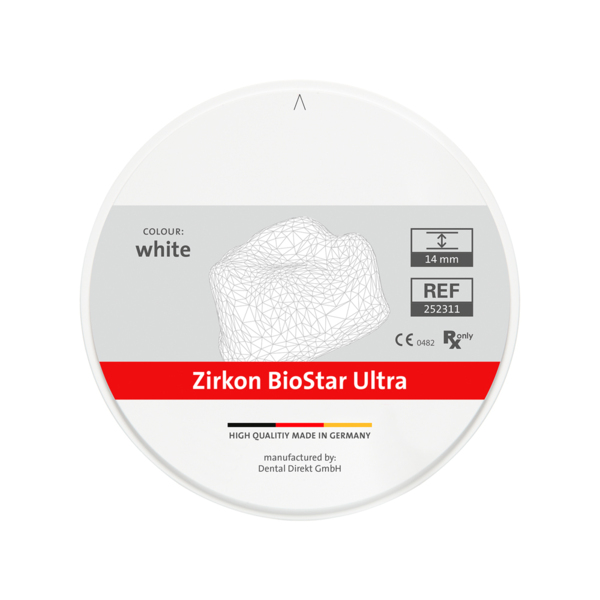 Фрезерный диск Zirkon BioStar Ultra, для систем CAD-CAM, цвет А2, 98,5х25 мм