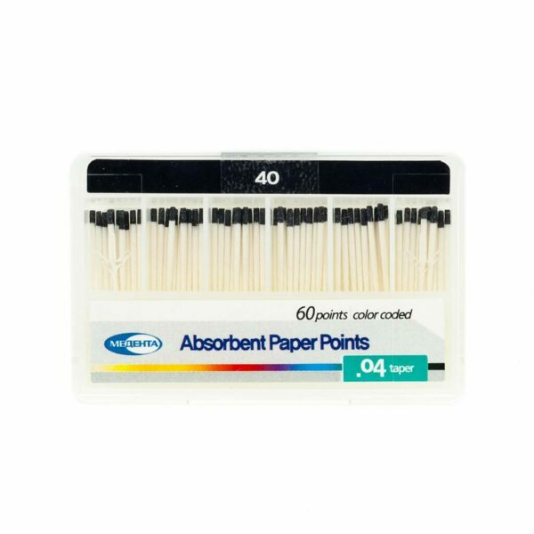 Штифты бумажные Meta Biomed Медента, абсорбирующие, с маркировкой длины, №40/.04, 60 шт - фото 0