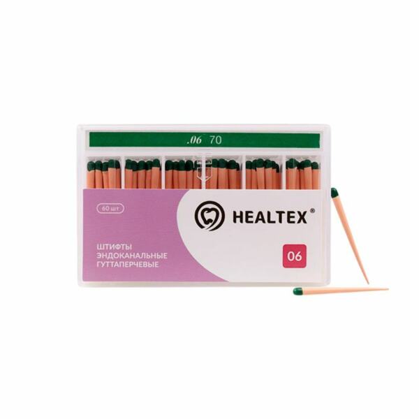 Штифты гуттаперчевые Healtex, для пломбирования корневых каналов, без маркировки длины, №70/.06, 60 шт - фото 0
