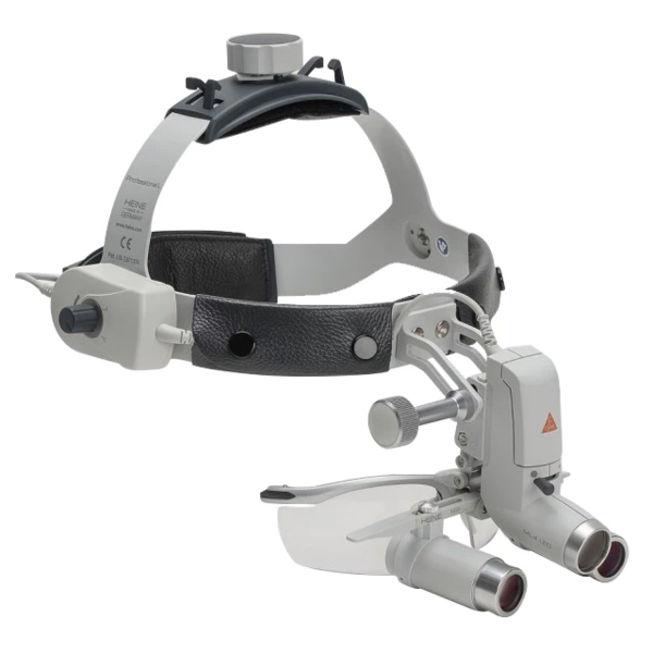 Лупа налобная Heine HRP 6x/340 мм + осветитель ML4 LED + защитные очки S-Guard - фото 0