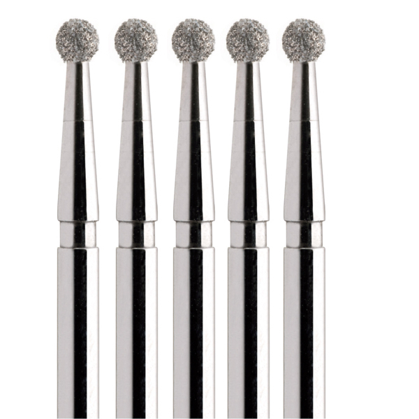 Бор алмазный 801, шаровидный, D=1.8 мм, FG, зеленый, 5 шт - фото 0
