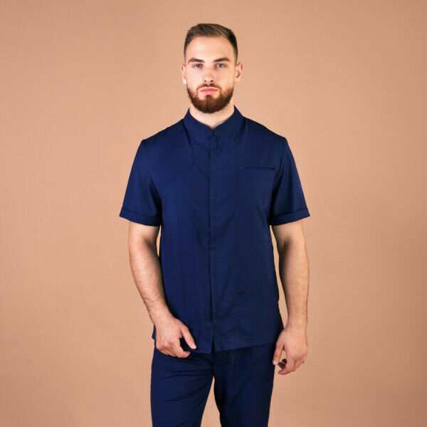 Рубашка мужская на молнии Тезис TZ700, темно-синий, 56 - фото 0