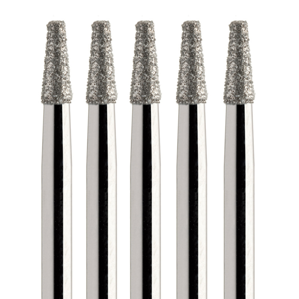 Бор алмазный 845, конус, D=1.8 мм, L=4 мм, FG, красный, 5 шт - фото 0