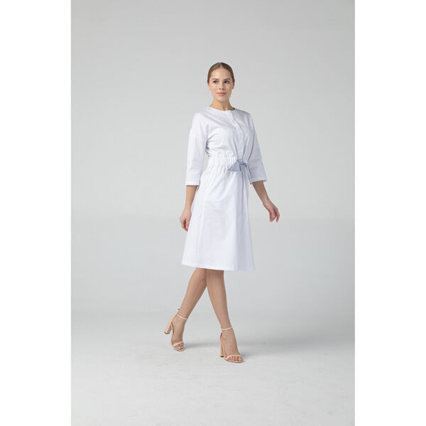 Платье Dr. Nice с серым поясом, белый, 50 - фото 1