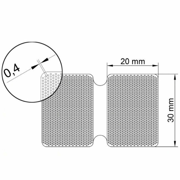 Сетка титановая перфорированная EndoCarbon, для поддержки мембран и костного материала, 20х30х0.1 мм, D=0.4 мм, 2 шт - фото 1