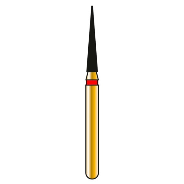 Бор алмазный G858, игловидный/пика, D=1.4 мм, L=8.0 мм, FG, красный, 1 шт - фото 2