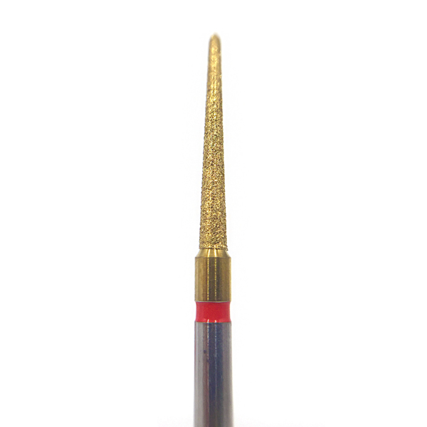 Бор алмазный TIN T 850, конус, D=1.2 мм, L=10.0 мм, FG, красный - фото 0