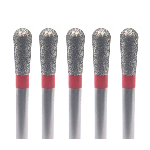 Бор алмазный Ecoline E 830RL, груша удлиненная, D=1.4 мм, FG, красный, 5 шт - фото 0