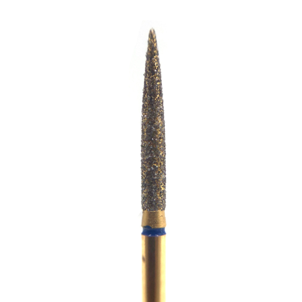 Бор алмазный G863, пламя, D=1.4 мм, L=10.0 мм, FG, синий, 1 шт - фото 0