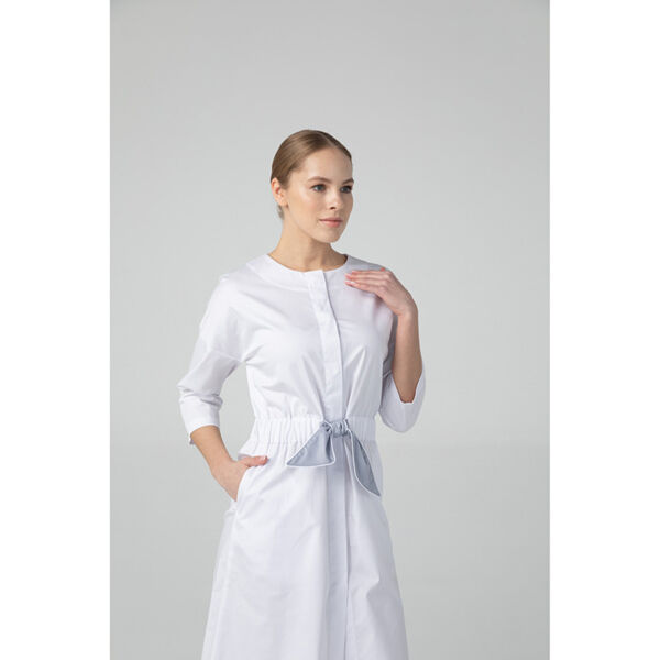 Платье Dr. Nice с серым поясом, белый, 52 - фото 3