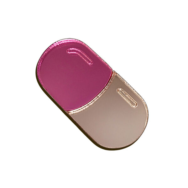 Значок "Пилюля", оргстекло, розовый/белый - фото 0