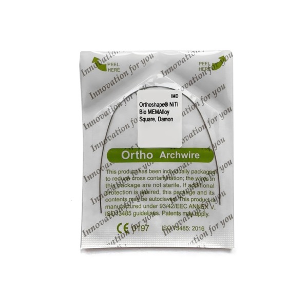 Дуга ортодонтическая IMD NITI Bio MEMAlloy 0.018x0.025", сечение прямоугольное, форма Damon, нижняя челюсть, 1 шт - фото 1