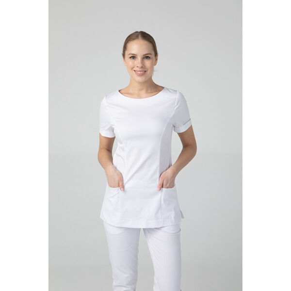 Туника женская Dr. Nice с молнией сзади, короткий рукав, белый, 46 - фото 2