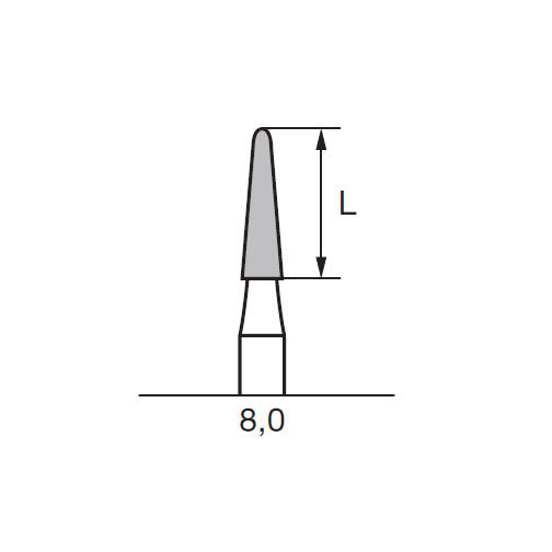 Бор твердосплавный CC 138 QFX, конус закругленный, D=2.3 мм, L=8.0 мм, HP, зеленый - фото 1