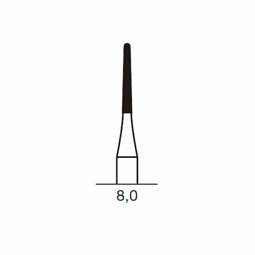 Финишный твердосплавный бор CF 375 R, конус закругленный, D=1.2 мм, L=8.0 мм, FG, синий - фото 1