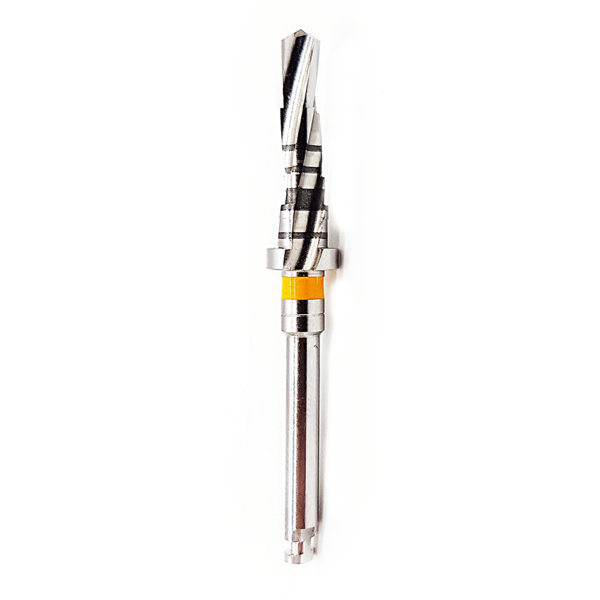 Сверло коническое OSSTEM Taper KIT, трехлезвийное, для имплантата D=3.5 мм, L=10.0 мм, TL=34.5 мм, Y-Dim=0.8 мм, цвет желтый - фото 0