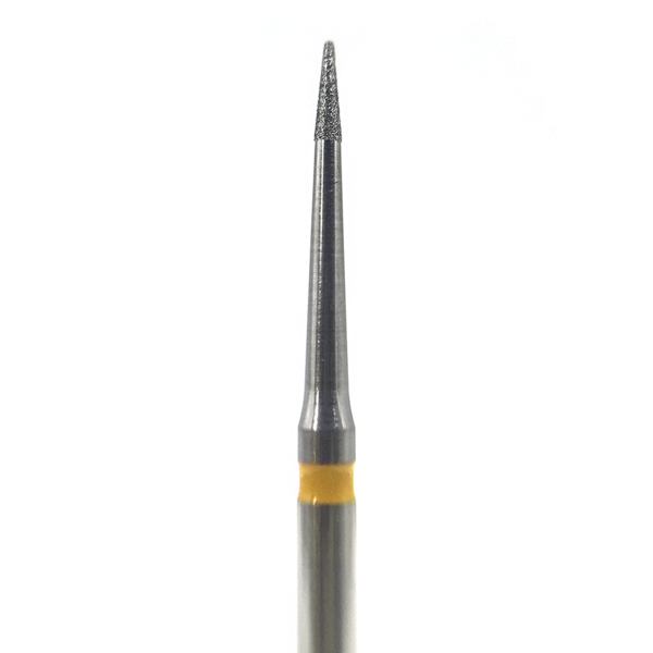 Бор алмазный 955, заостренный, D=0.8 мм, L=3.0 мм, FG, желтый - фото 0