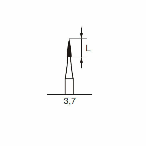 Финишный твердосплавный бор CF 246 B, пламя, D=0.9 мм, L=3.7 мм, FG, красный + фиолетовый - фото 1