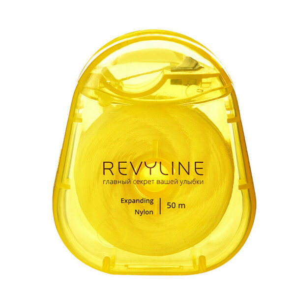 Зубная нить Revyline 840D, нейлон, вощеная, 50 м, желтый - фото 1