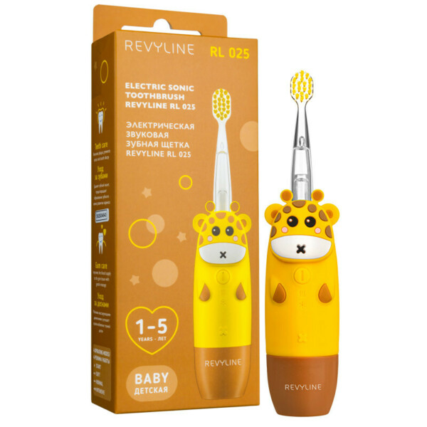 Детская электрическая звуковая зубная щётка Revyline RL 025 Baby, желтый - фото 0