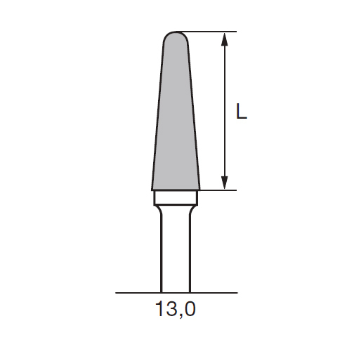 Бор твердосплавный CC 79 FX, цилиндр конусный, закругленный, D=4.0 мм, L=13.0 мм, HP, красный - фото 1