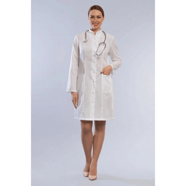 Халат женский 206ТС, длинный рукав, белый, 48 - фото 0