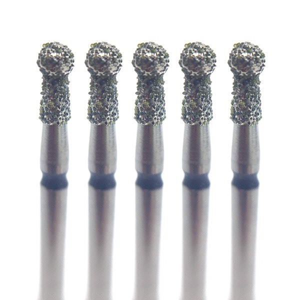 Бор алмазный 802SG, шаровидный с воротником, D=1.6 мм, FG, черный, 5 шт - фото 0
