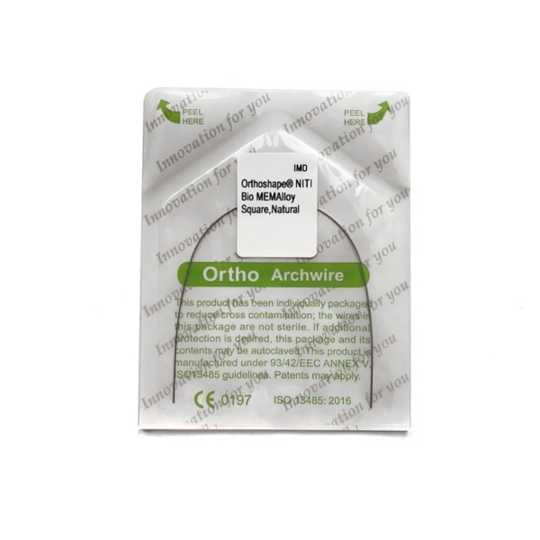 Дуга ортодонтическая IMD NITI Bio MEMAlloy 0.018x0.025", сечение прямоугольное, форма Natural, верхняя челюсть, 1 шт - фото 1