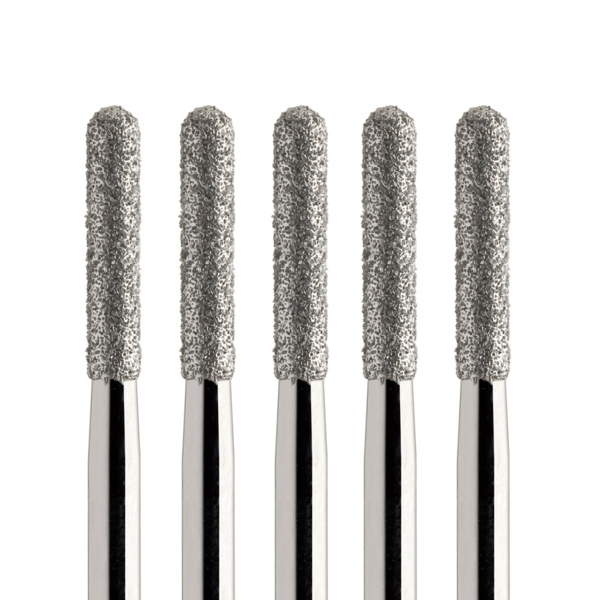 Бор алмазный 881, цилиндр закругленный, D=1.2 мм, L=8 мм, FG, желтый, 5 шт - фото 0