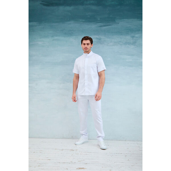 Рубашка мужская Dr. Nice, со стойкой, с коротким рукавом, белый, 56 - фото 2