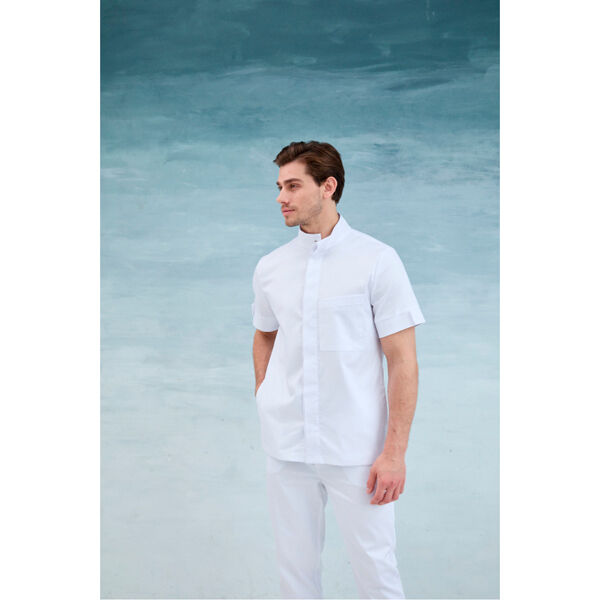 Рубашка мужская Dr. Nice, со стойкой, с коротким рукавом, белый, 52 - фото 1