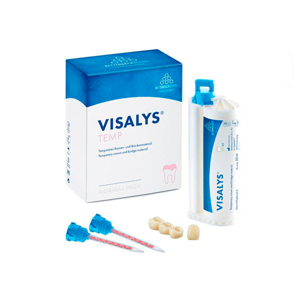 Visalys Temp Normal pack - материал для изготовления временных коронок и мостов, цвет A1, 50 мл + 15 смесительных канюлей