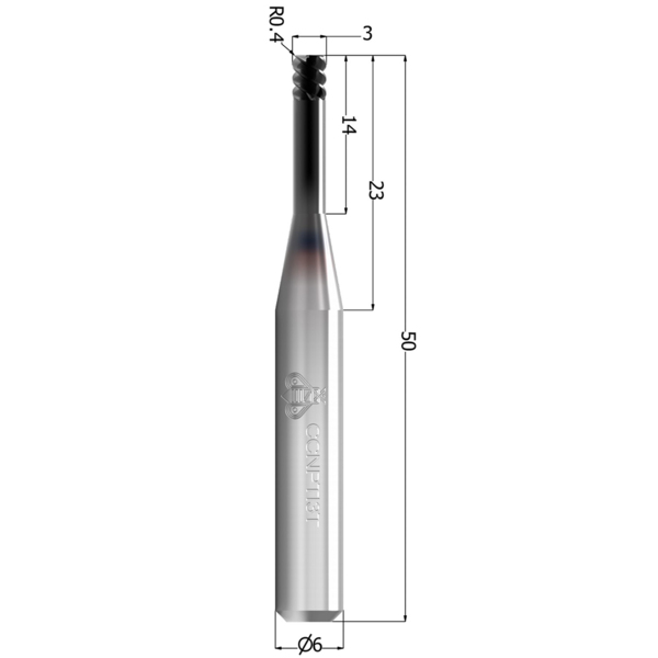 Сверло CC CoCrTi, R=0.4, тор, 3 мм - фото 0