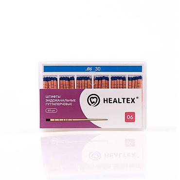 Штифты эндоканальные гуттаперчевые Healtex, с маркировкой длины, конусность 06, размер 30, 60 шт - фото 0