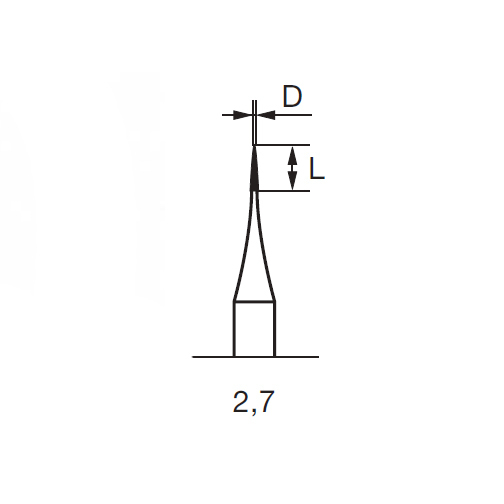 Бор твердосплавный CB 349, конус закругленный, D=0.5 мм, L=2.7 мм, HP, синий - фото 1