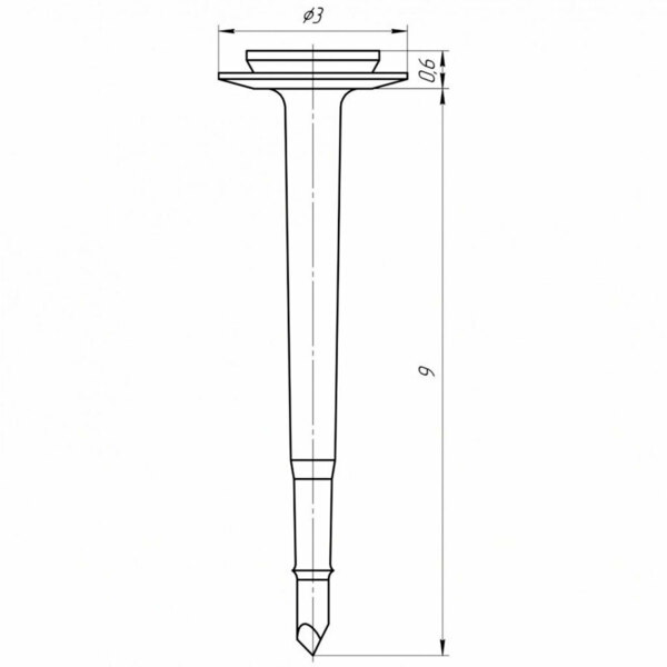 Пин безударный EndoCarbon, для фиксации мембран и титановых сеток, тип 2, L=9 мм, H=0.6 мм, D(шляпки/стержня)=3.0/0.6 мм, титан, 5 шт - фото 1