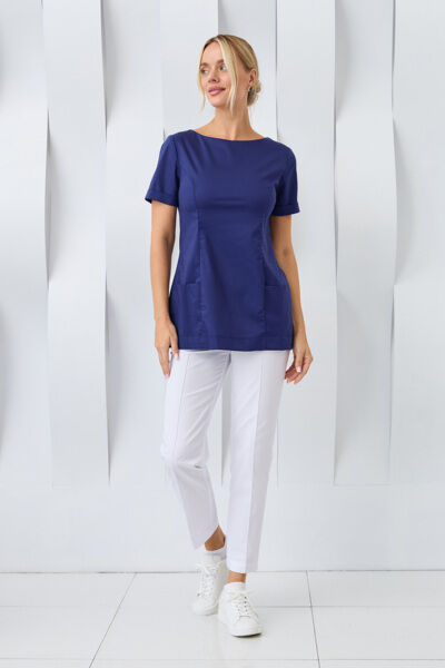 Туника женская Dr. Nice с молнией сзади, короткий рукав, синий, 48 - фото 3