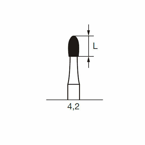 Финишный твердосплавный бор CF 379, олива, D=2.3 мм, L=4.2 мм, RA, синий - фото 1