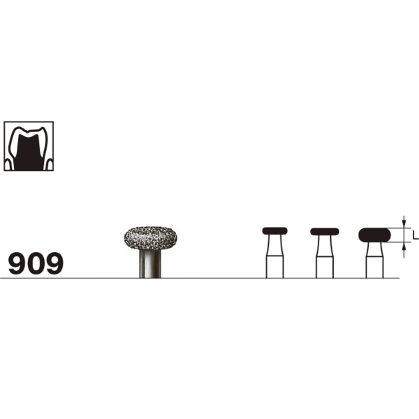 Бор алмазный 909, колесо, D=3.5 мм, L=1.3 мм, FG, синий - фото 1