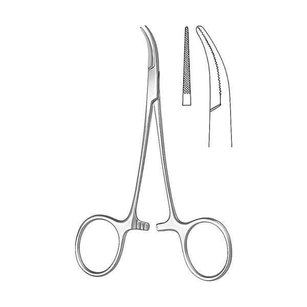 Зажим SAMMAR International Mosquito, изогнутый по ребру, для новорожденных, 120 мм, 1 шт - фото 0